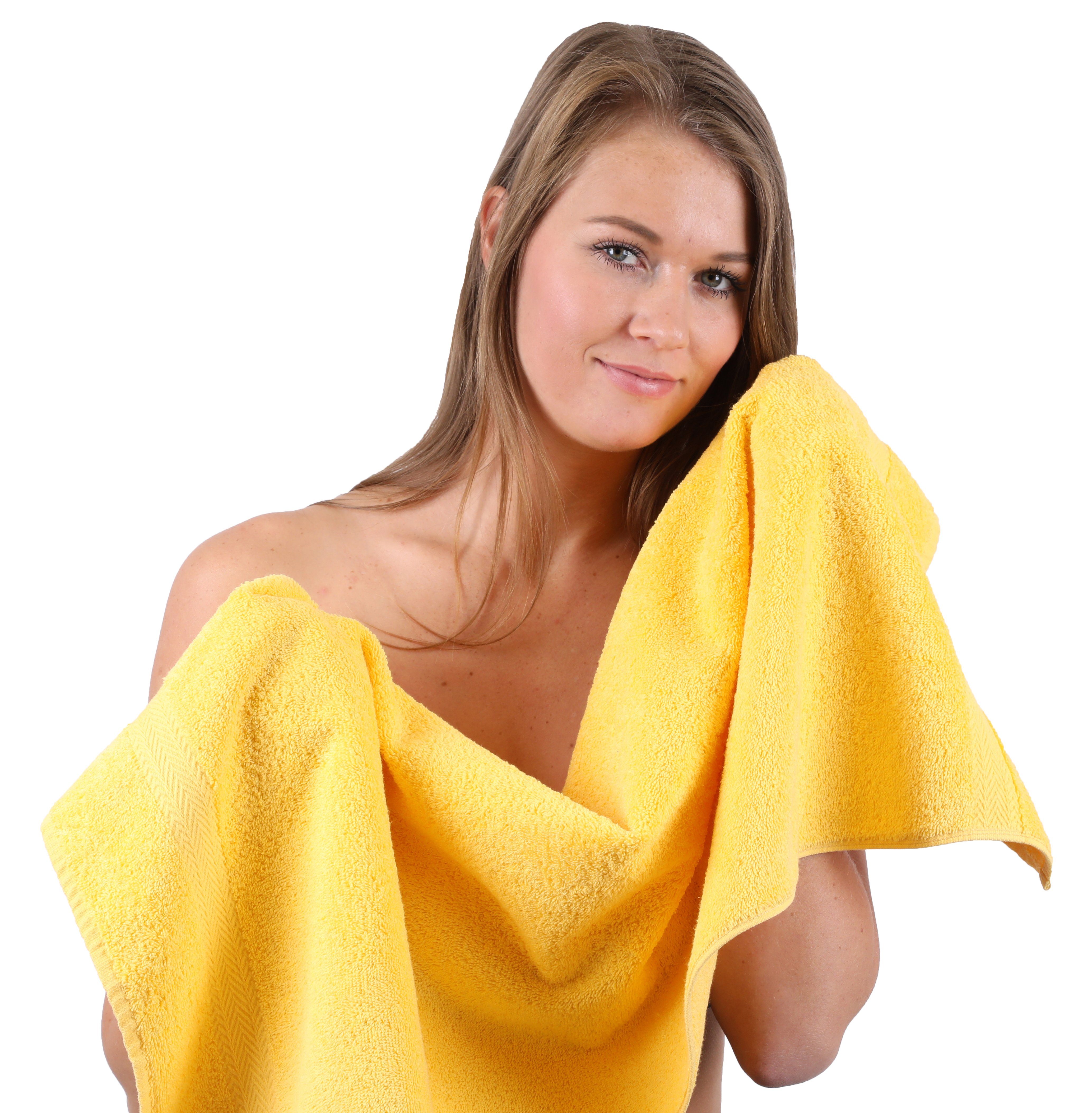 Betz Handtuch Set 10-TLG. Handtuch-Set Premium Farbe Royalblau & Gelb, 100% Baumwolle, (10-tlg)