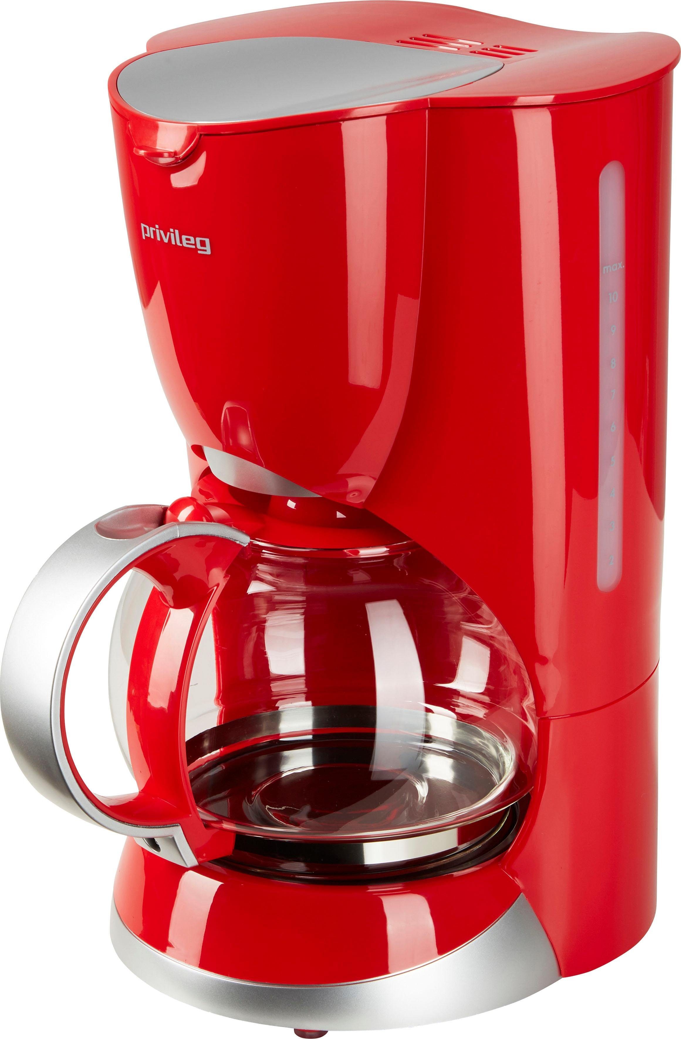 Privileg Filterkaffeemaschine 747528, 1,37l Kaffeekanne, Papierfilter 1x4, Max. 1080 Watt, rot