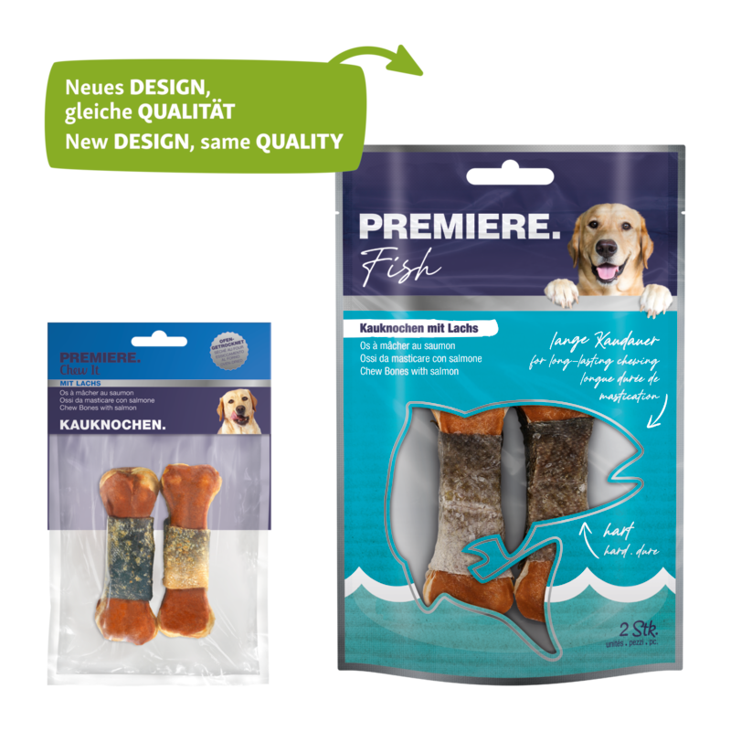 PREMIERE Snacks PREMIERE Kauknochen mit Lachs 2 Stück, 120 g