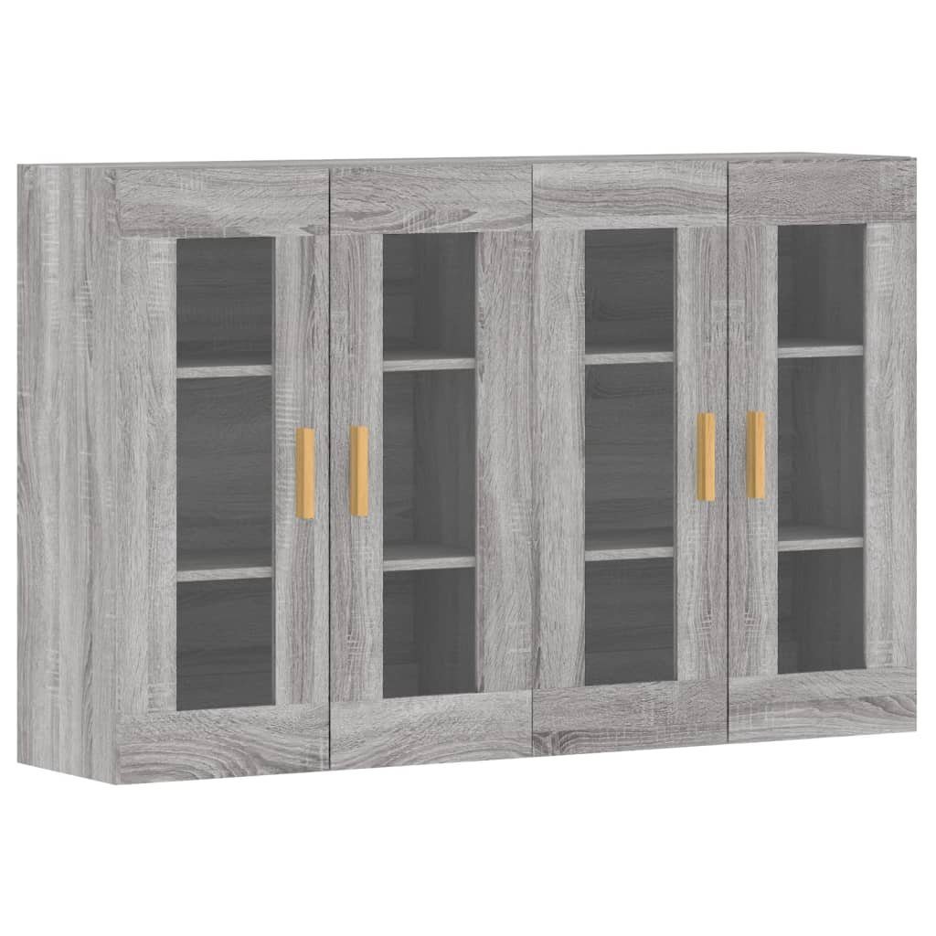 vidaXL Anrichte Wandschränke 2 Stk Grau Sonoma Holzwerkstoff Glas Vitrine Hängeschrank