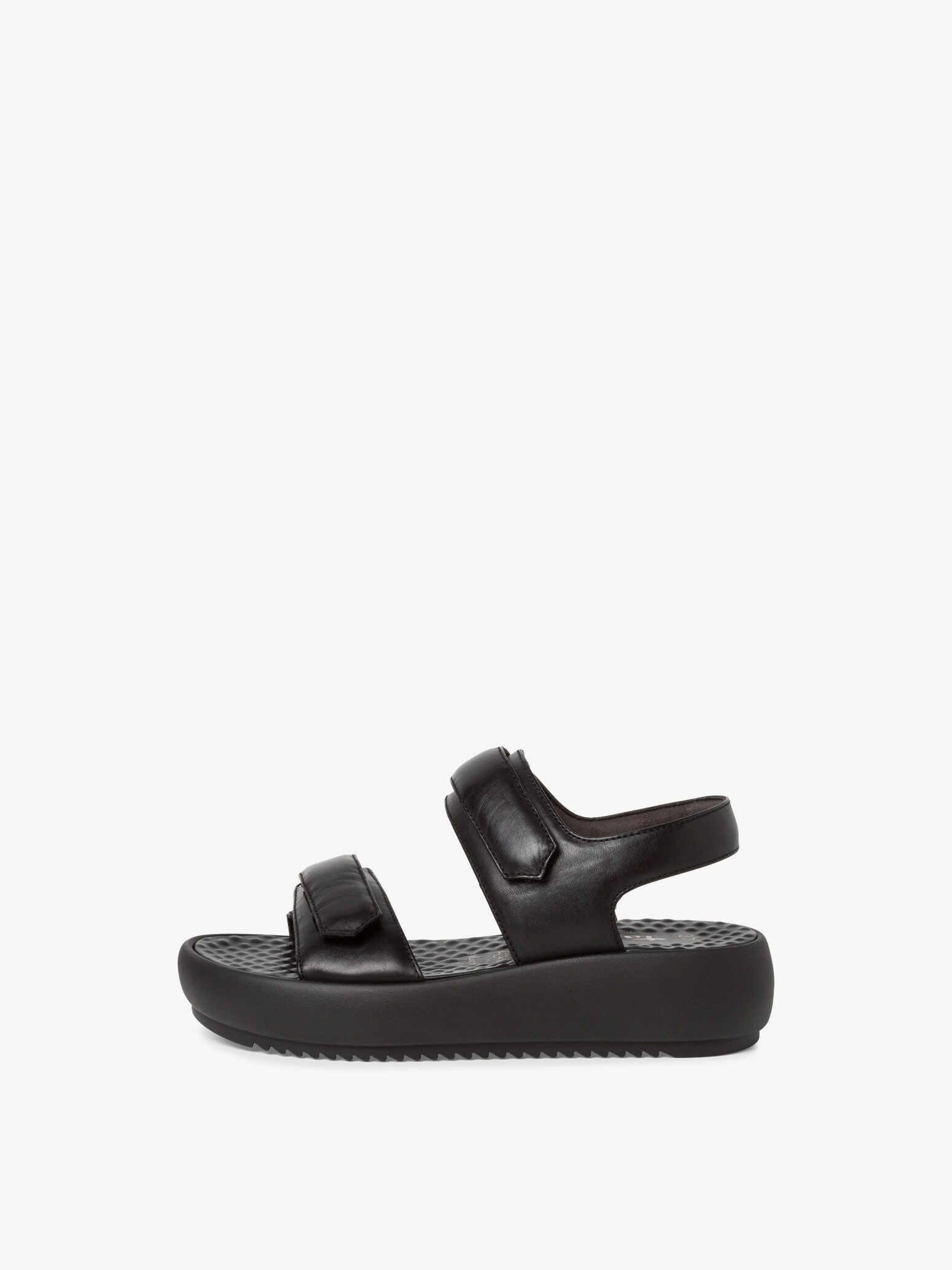 Sandale à talon en cuir - noir