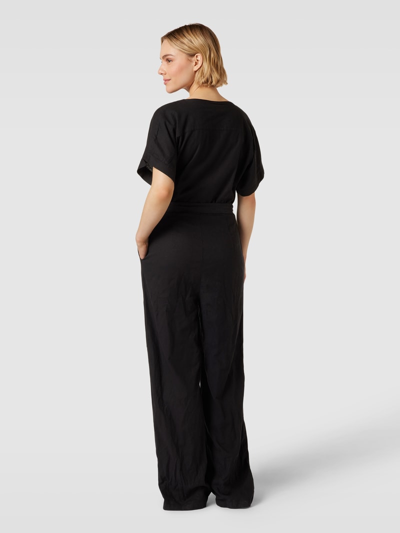 Jumpsuit mit Leinen-Anteil Modell 'Falakka' in schwarz
