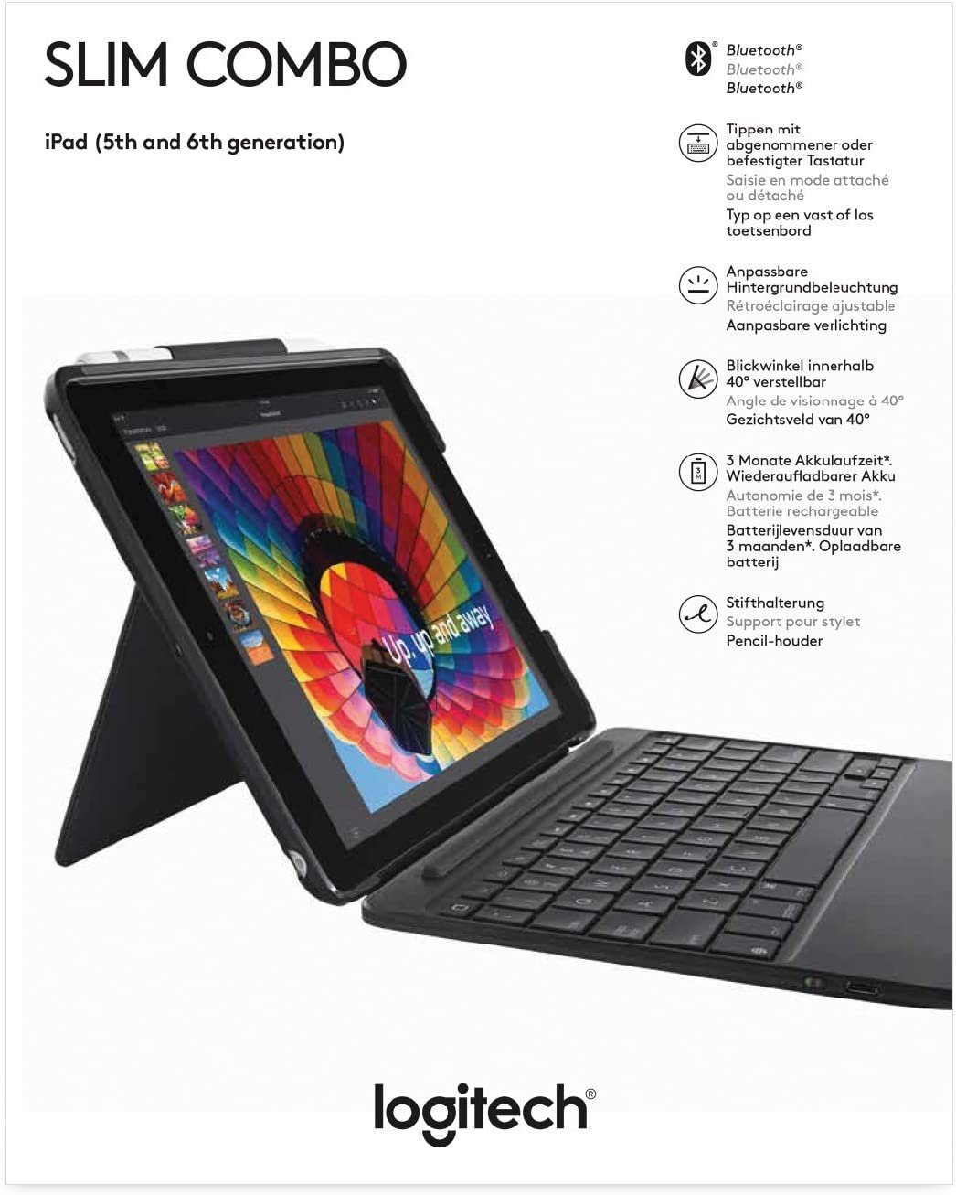 Logitech 920-009034 Logitech Slim Combo für iPad der 5. & iPad 6. Generation iPad-Tastatur