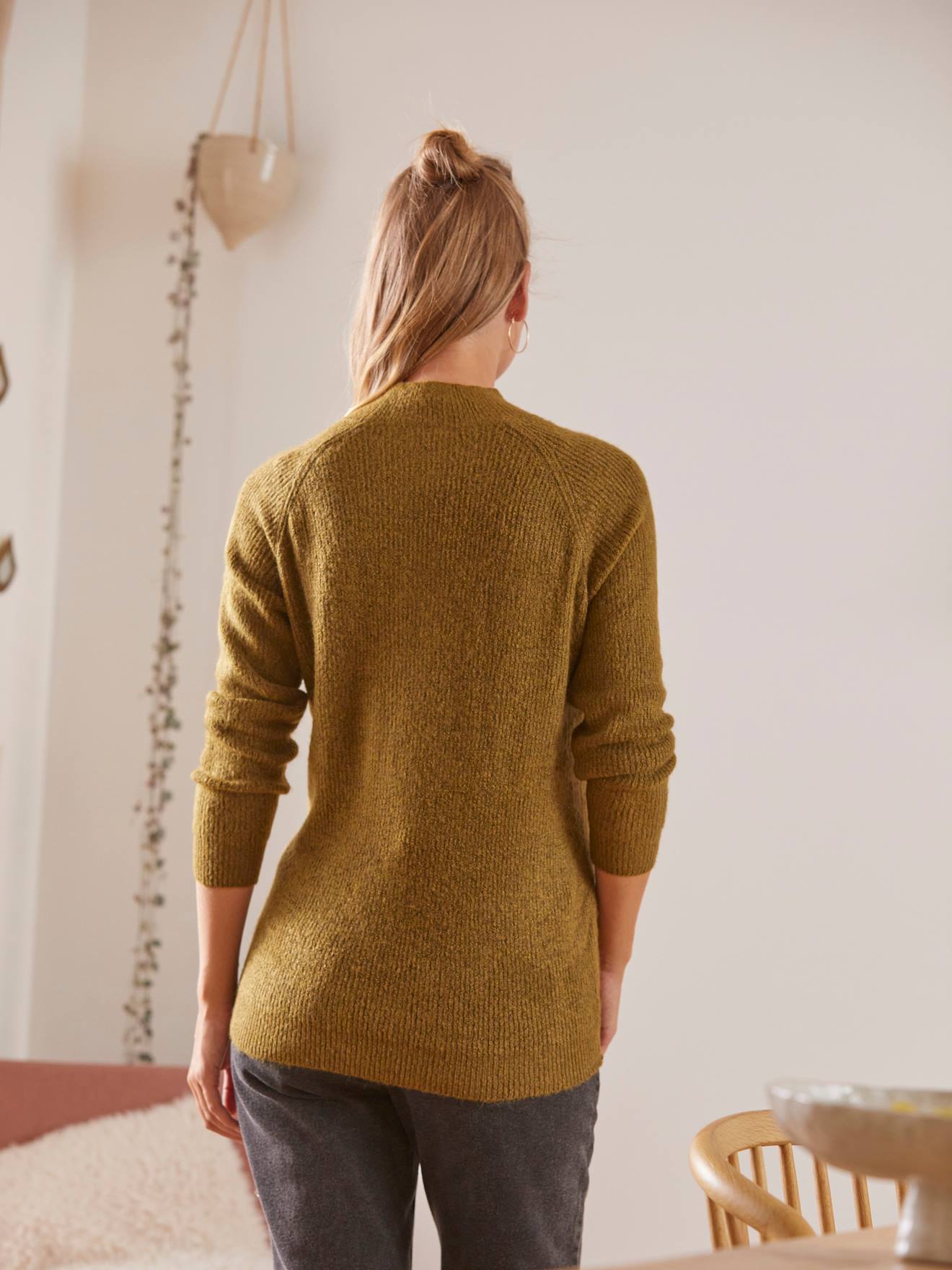 Vertbaudet Strickpullover für Schwangerschaft & Stillzeit - schwarz/beige gestreift