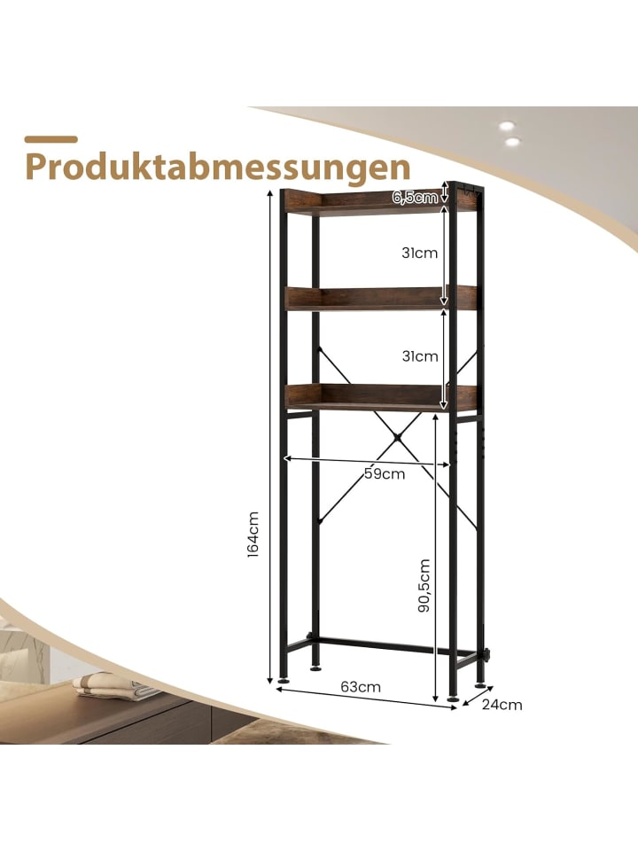 COSTWAY Toilettenregal 3-stufig in Braun günstig kaufen onesize