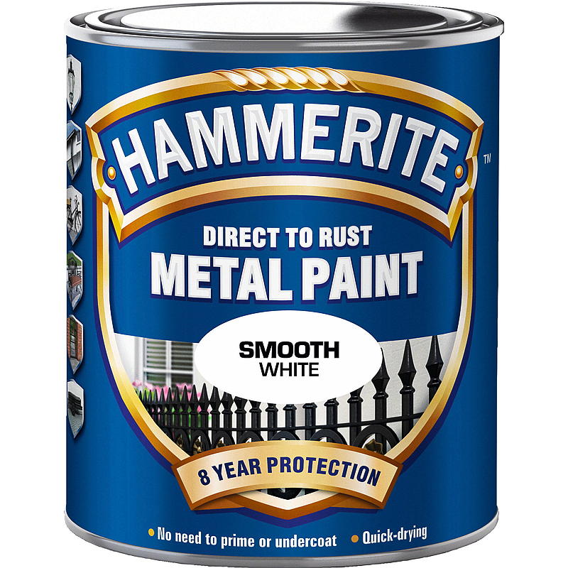 Hammerite Metallfarge 250 ml Hvit, glatt, Hammerite