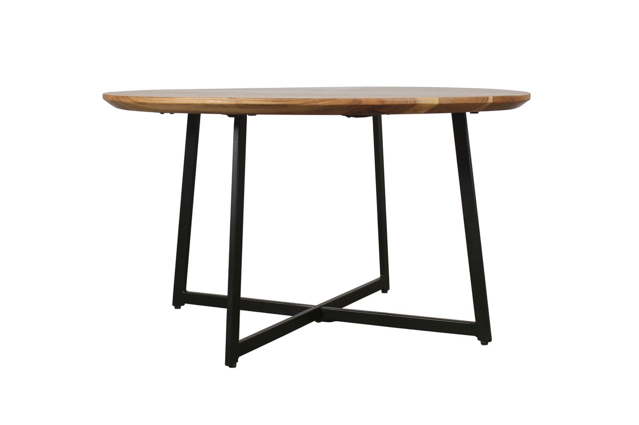byLiving ALINA Couchtisch, Breite 80 cm, Akazie natur lackiert, Metall schwarz pulverbeschichtet
