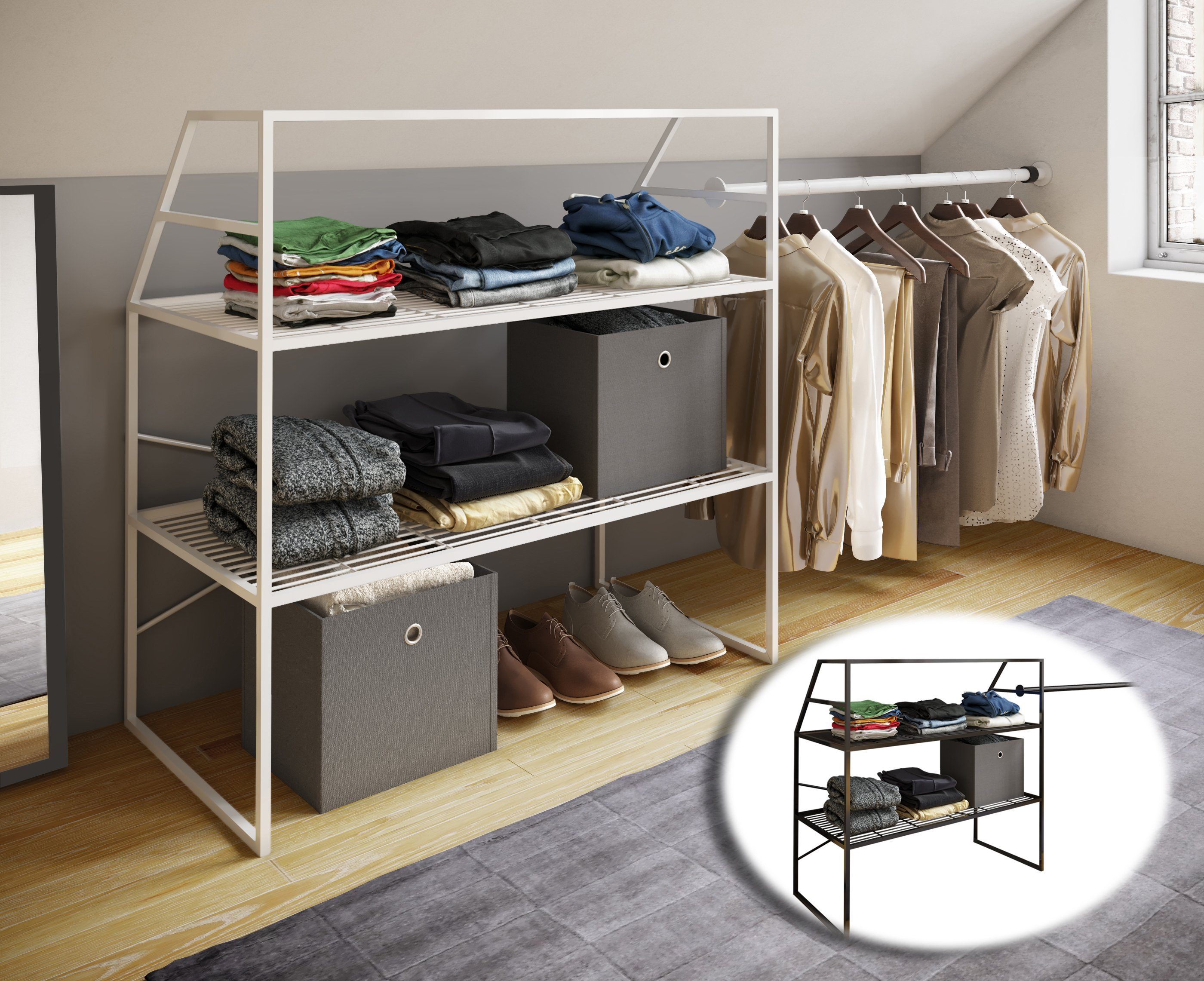 VCM Kleiderschrank Offener Kleiderschrank Dachschrägen Regal Disal (1-St)