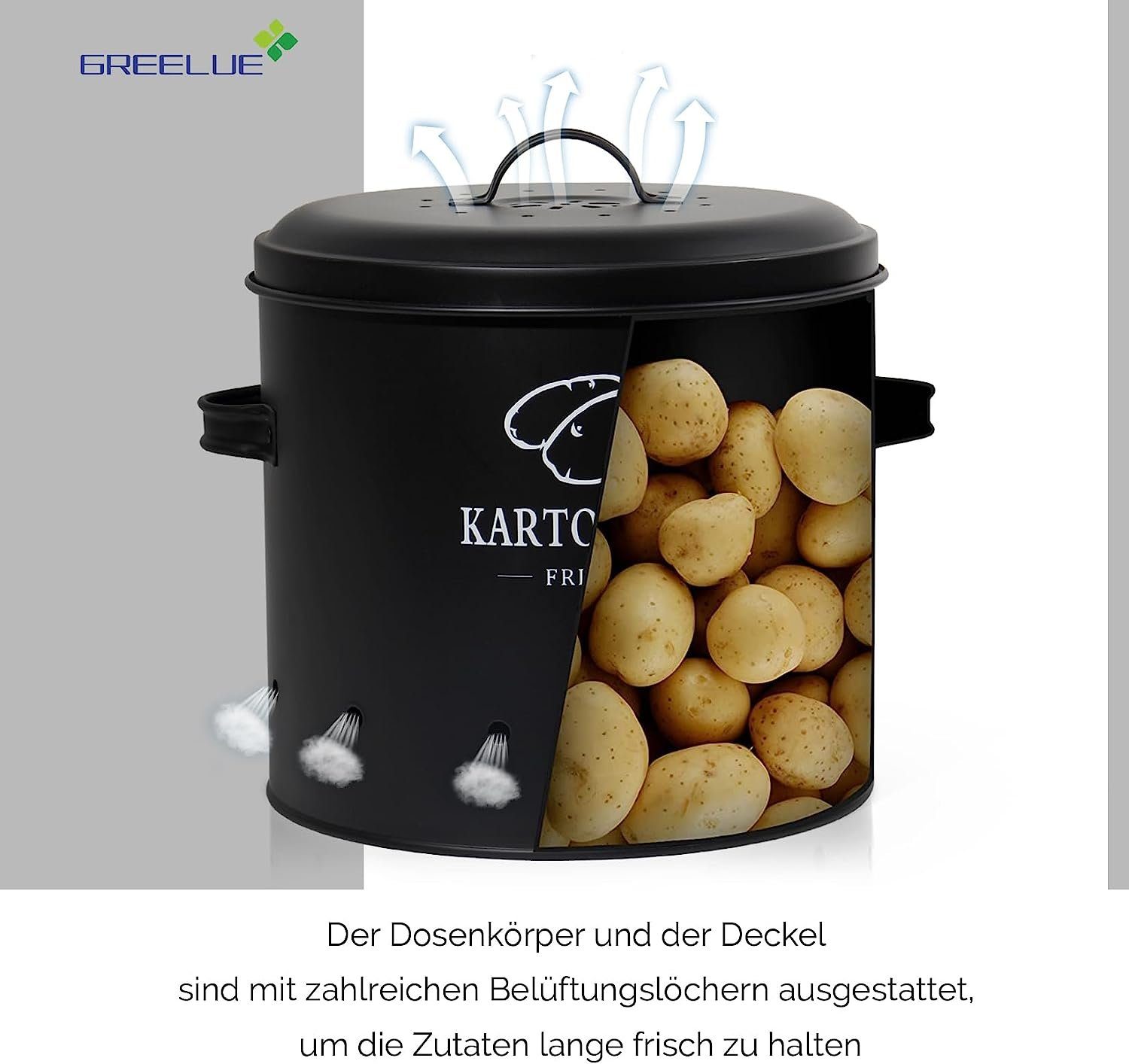 GREELUE Vorratsdose Premium Kartoffel Aufbewahrungsbox [3er Set],Kartoffeln, Zwiebeln und Knoblauch Aufbewahrung, Hält Gemüse Länger Frisch