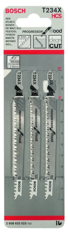 Bosch Blue Zubehör 2608633528 T234X Stichsägeblätter T-Schaft (5 Stück)