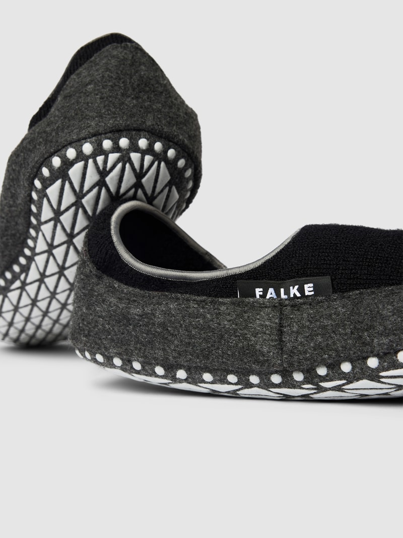 Hausschuhe aus Schurwoll-Mix mit Logo-Detail Modell 'COSYSHOE' in schwarz