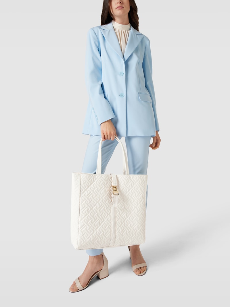 Tote Bag mit Allover-Logo Modell 'FLOW TOTE' in weiß
