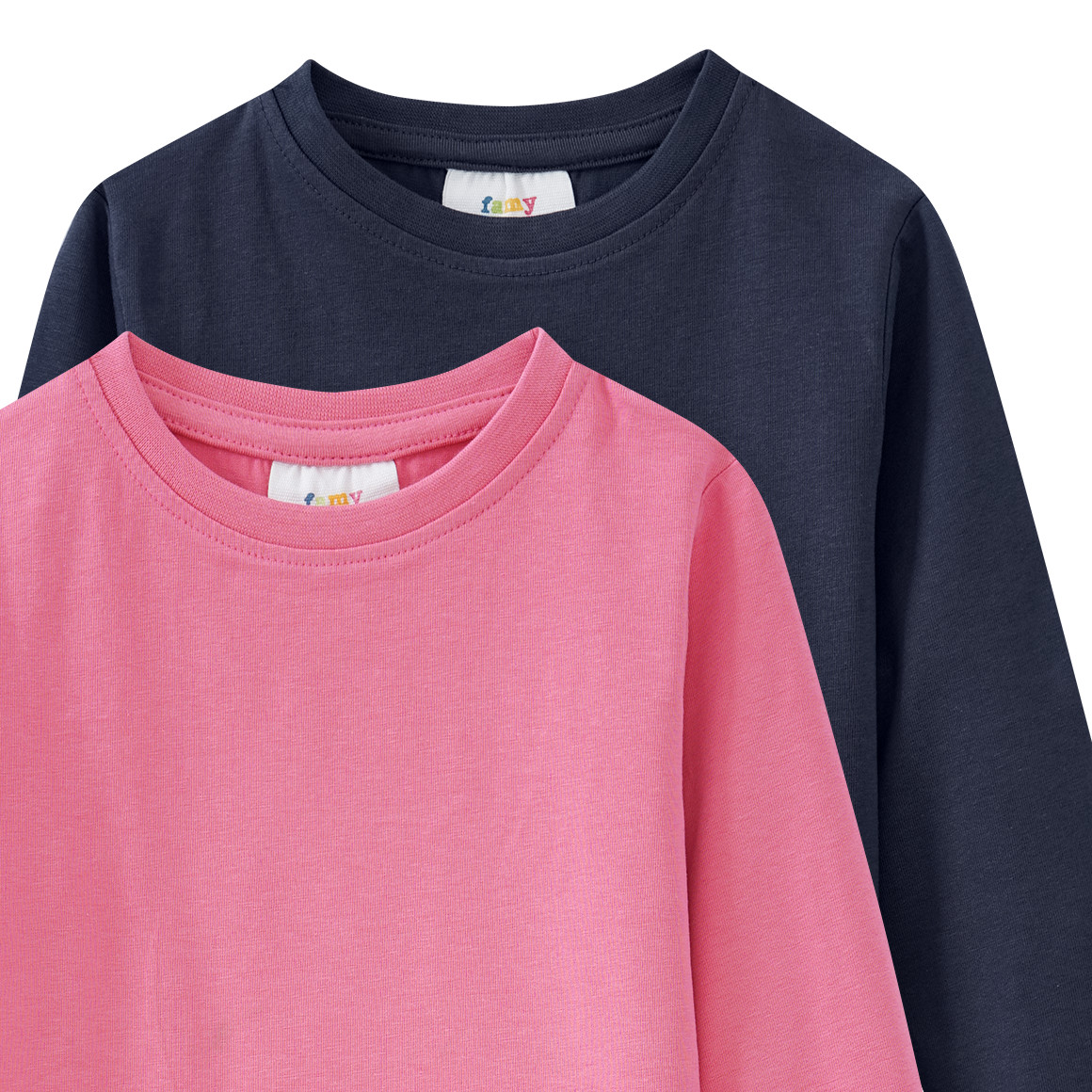 2 Mädchen Langarmshirts im Basic-Style