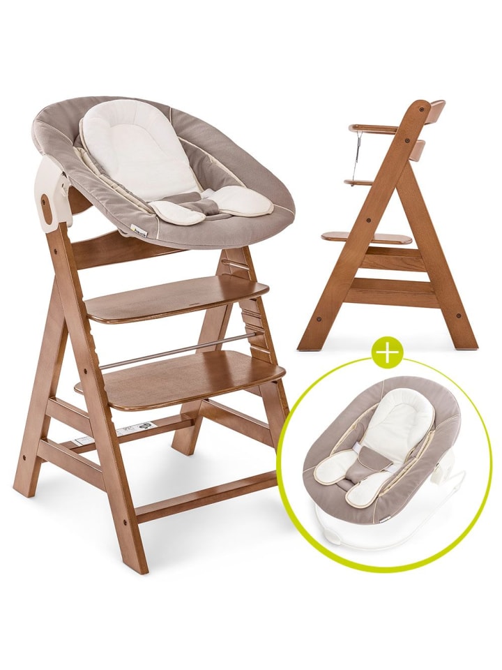 Hauck Alpha Plus Walnut Newborn Set - 3-tlg. Hochstuhl in braun,beige günstig kaufen onesize