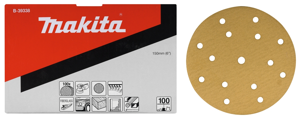 Makita priedai B-39300 šlifavimo diskas K40 150 mm geltonas 50 vnt.