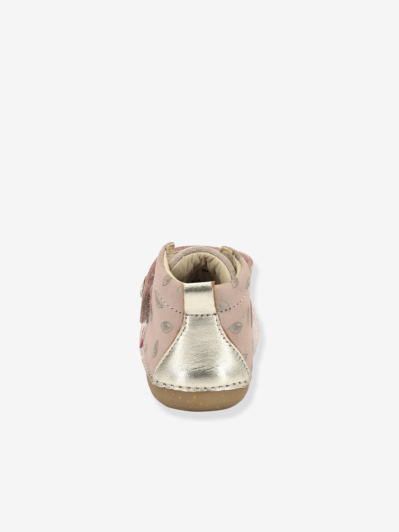 Bottillons cuir bébé fille Sabio KICKERS® 1ers pas rose imprimé