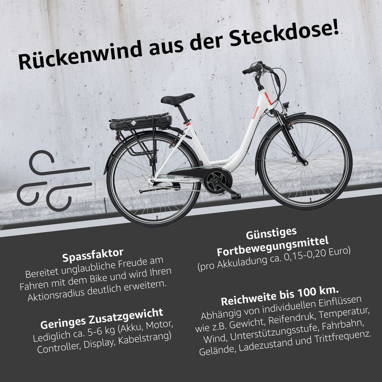 Telefunken Damen City E-Bike RC890 Multitalent mit 7-Gang Shimano Nabenschaltung, Weiß