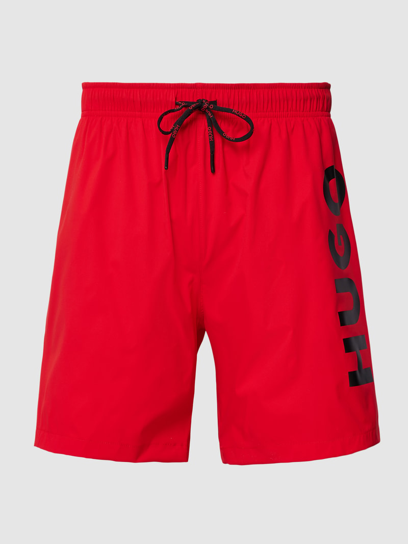 Badehose mit Logo-Print Modell 'Reef' in rot