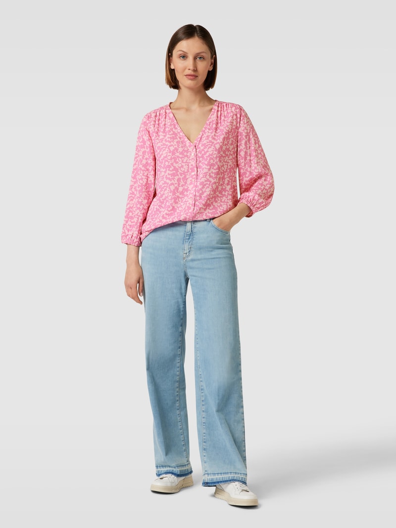 Bluse aus reiner Viskose mit Allover-Muster in pink