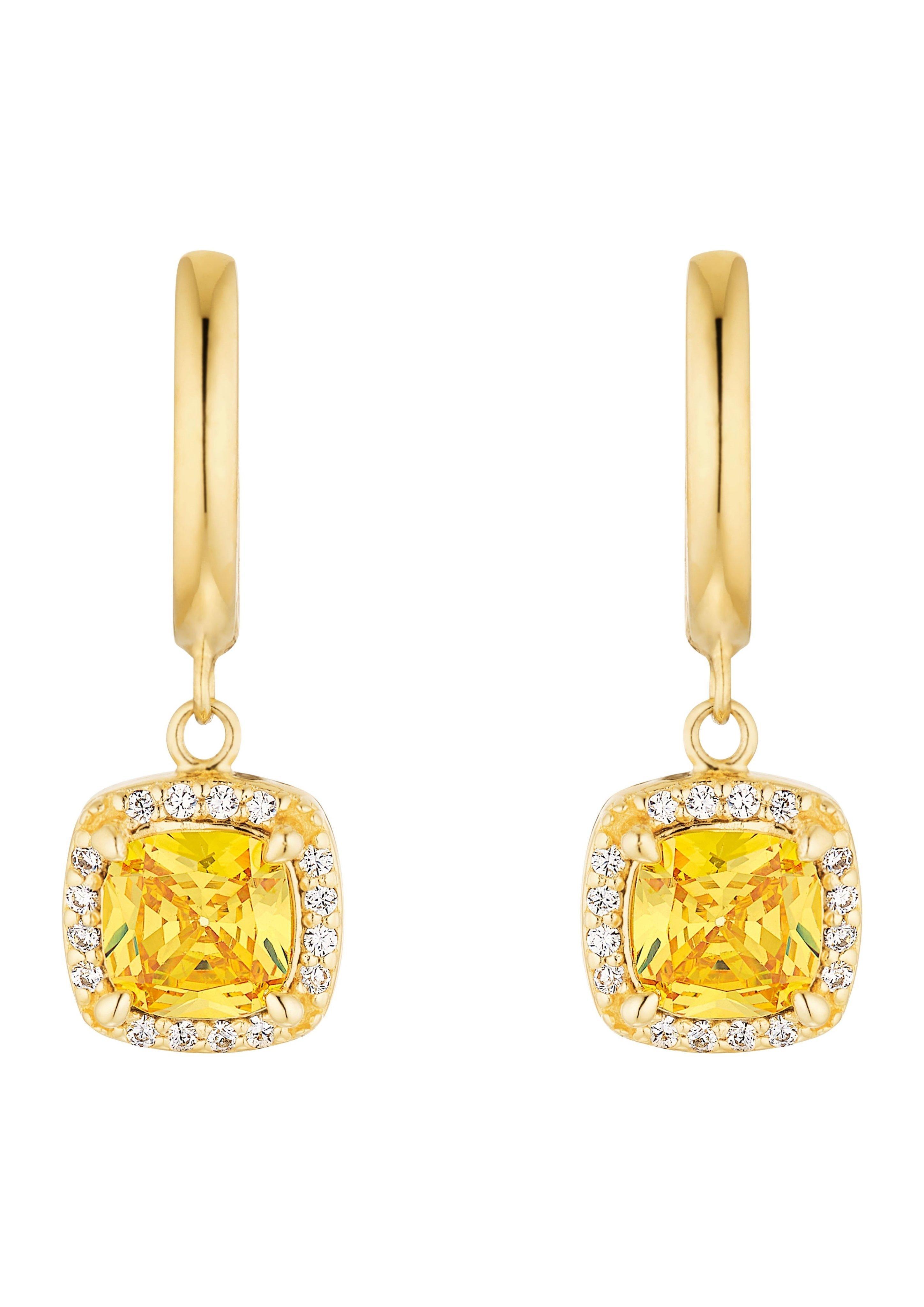 Vergoldete Kreolen mit Zirkonia-Anhänger  6009605-19E0