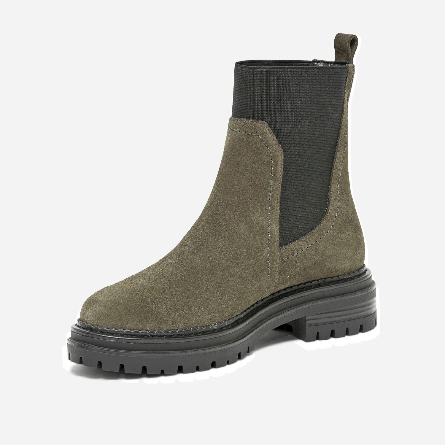Chelsea boots TEXTO kaki éco-conçu en cuir velours