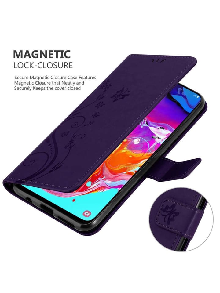 cadorabo Hülle für Samsung Galaxy A70 / A70s Blumen Design in FLORAL DUNKEL LILA günstig kaufen onesize