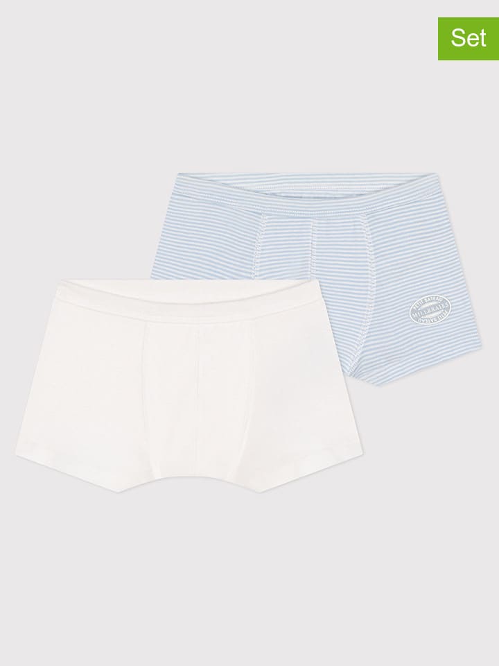 PETIT BATEAU 2er-Set: Boxershorts in Hellblau/ Weiß günstig kaufen