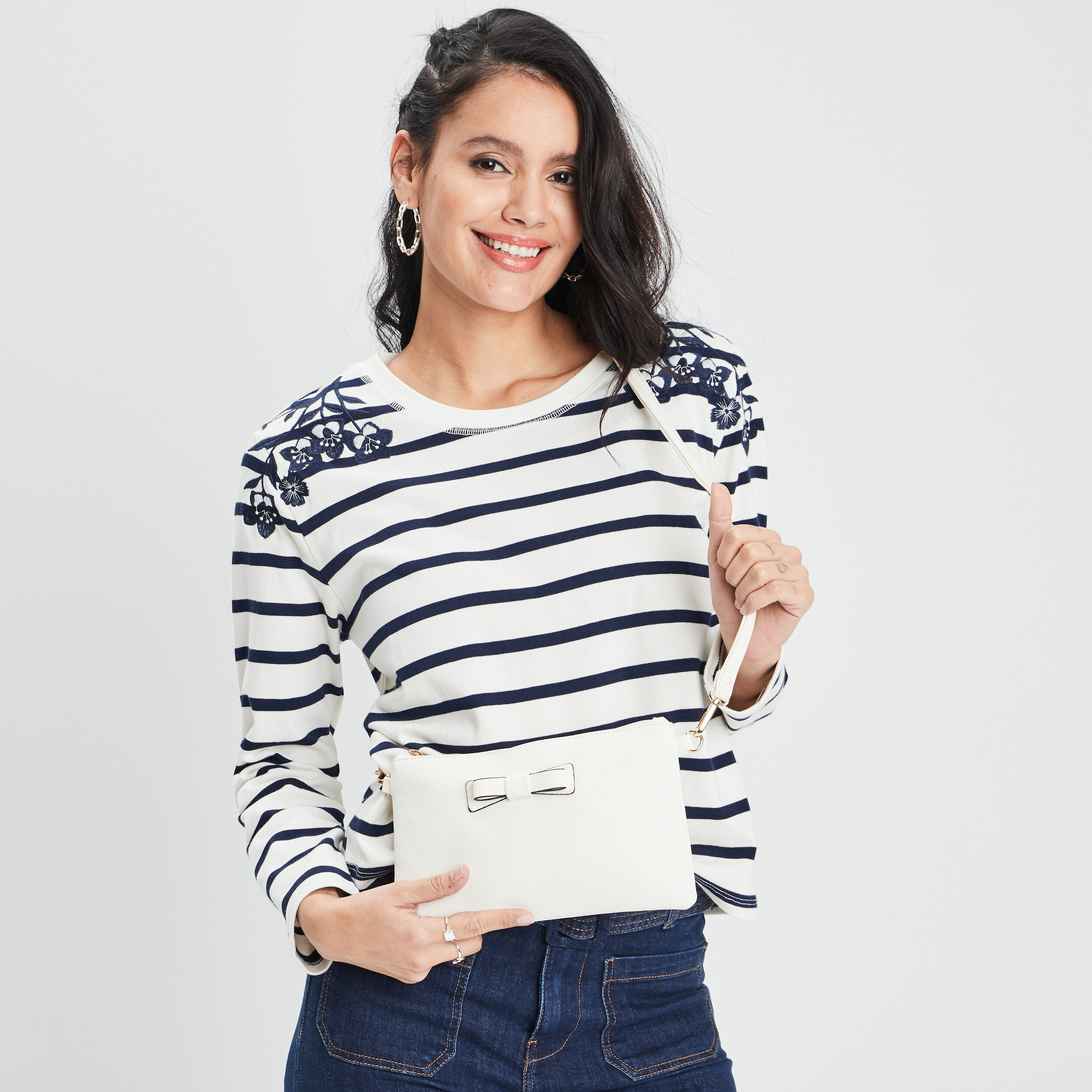 Sac pochette en bandoulière blanc femme | La Halle