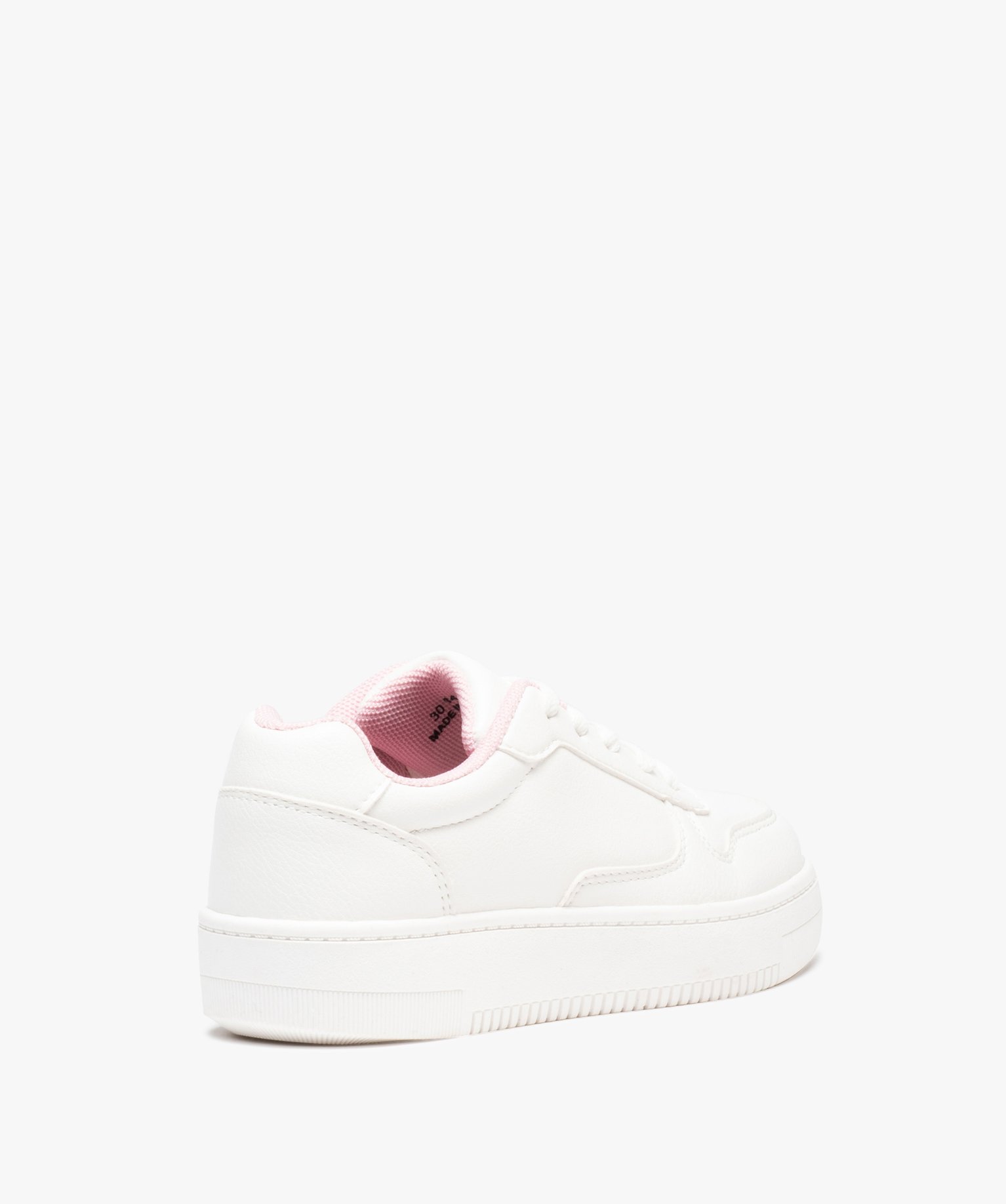 Baskets fille unies à lacets avec semelle épaisse blanc | GEMO