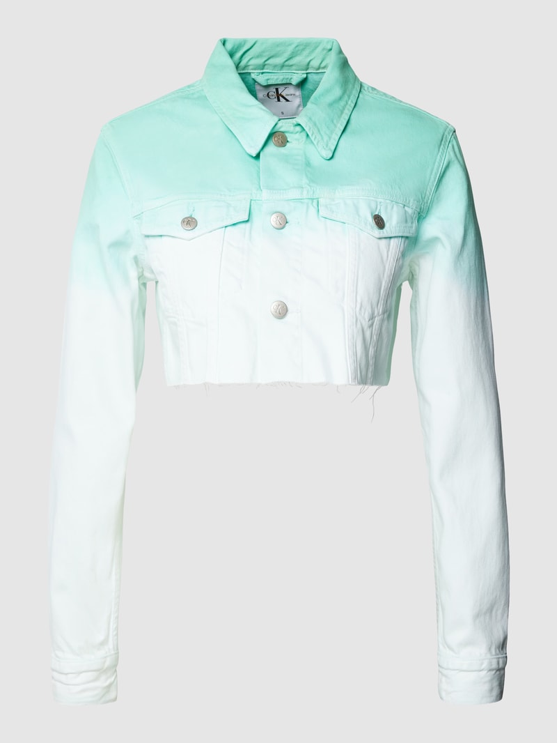 Cropped Jeansjacke mit Label-Detail Modell 'EXTREME' in hellblau