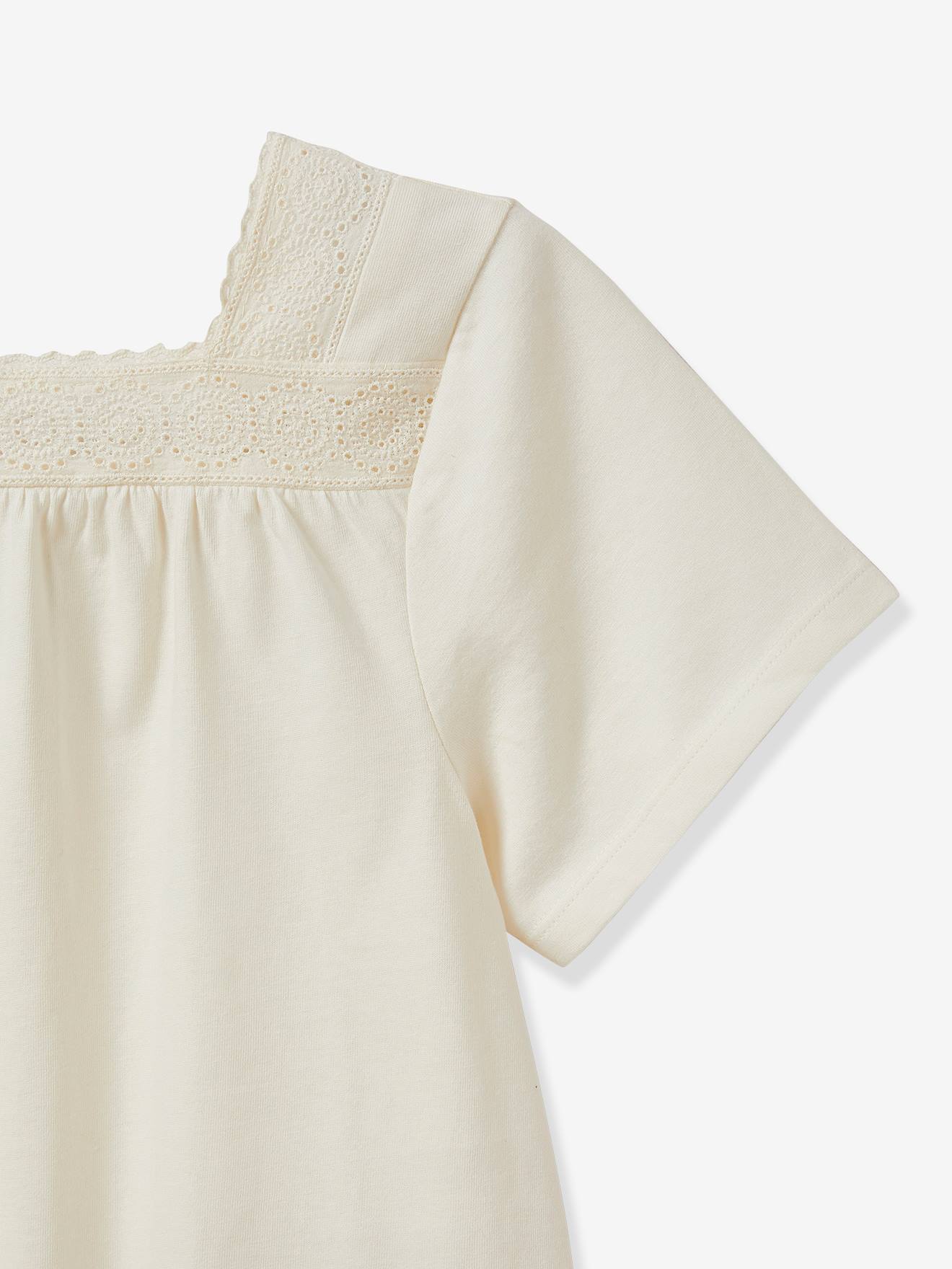 Tee-shirt brodé fille CYRILLUS coton bio curry