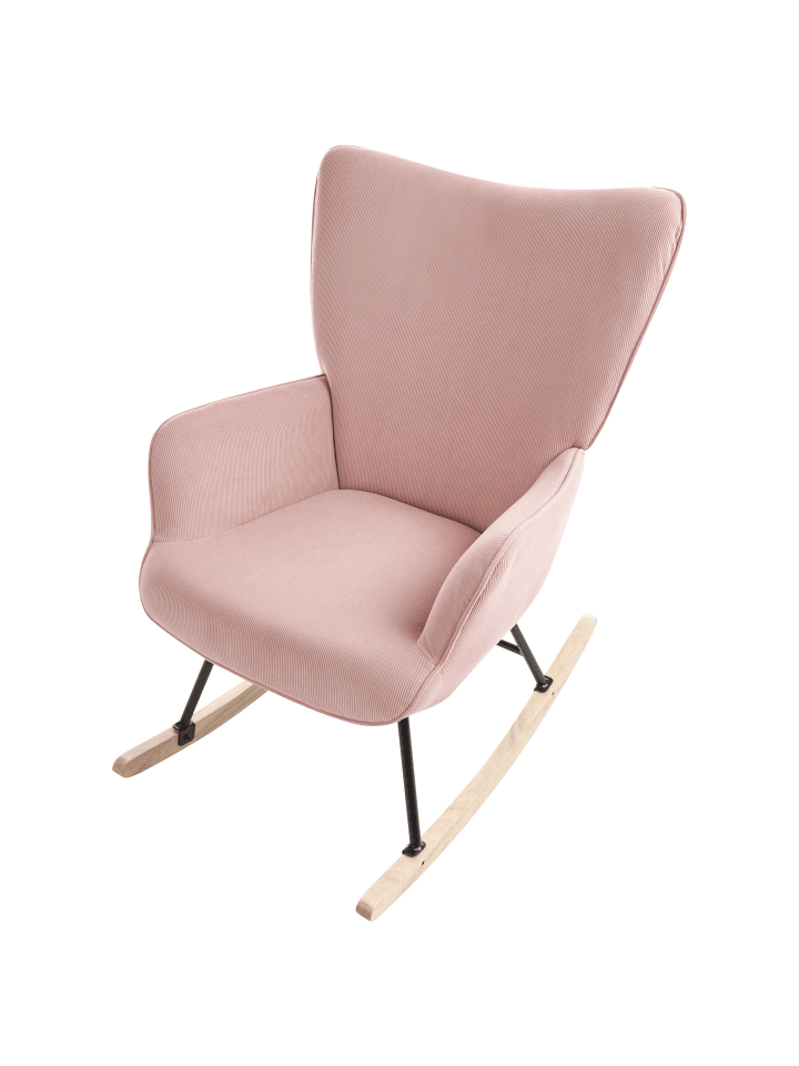 Beliani Schaukelsessel ARSET in Rosa/Schwarz/Heller Holzfarbton günstig kaufen onesize