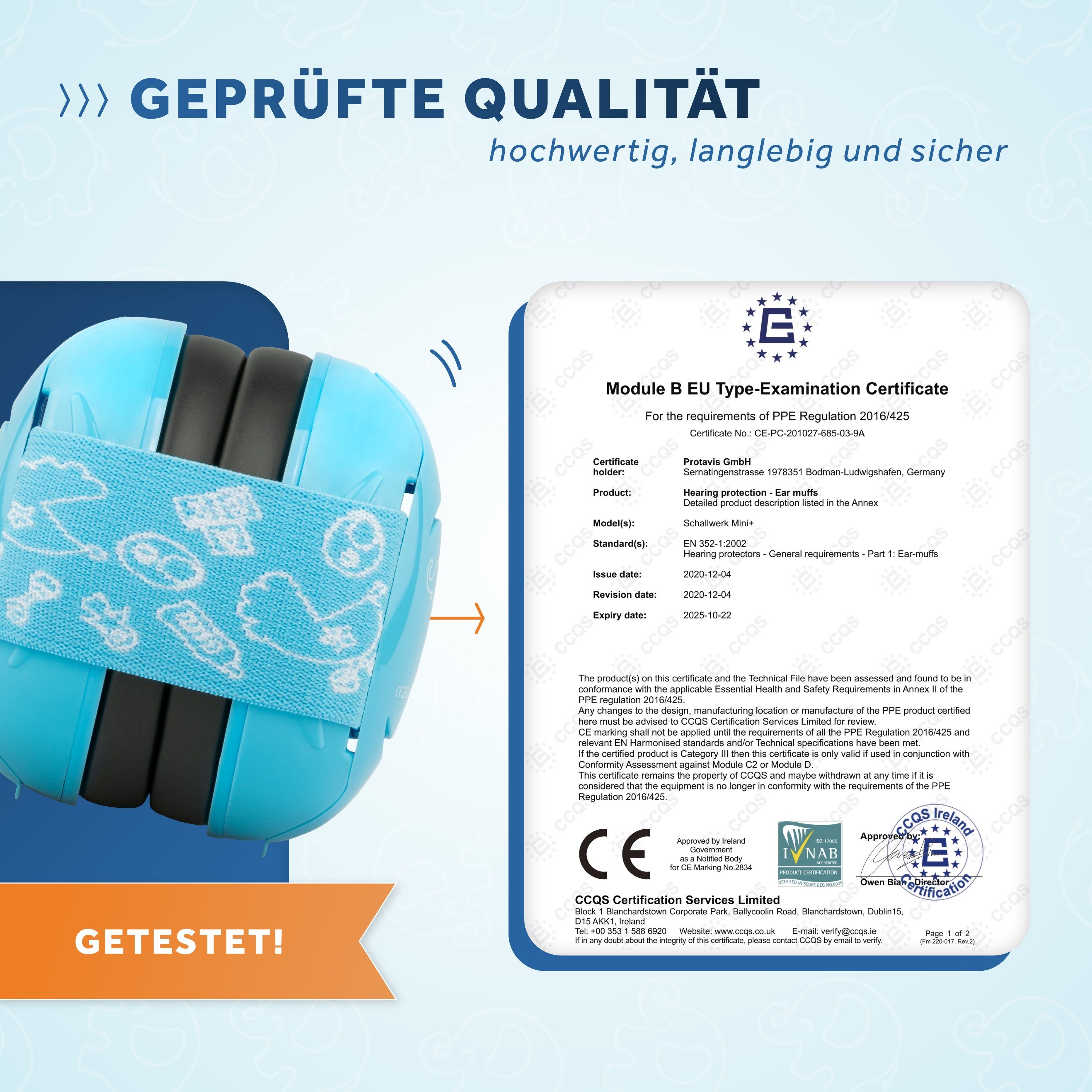 Schallwerk Kapselgehörschutz Schallwerk® Mini+ Gehörschutz für Kinder – Kapselgehörschutz Kleinkind