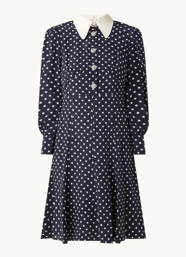 Vestido midi de seda Mathilde de LKBennett, con cuello y botones decorativos.