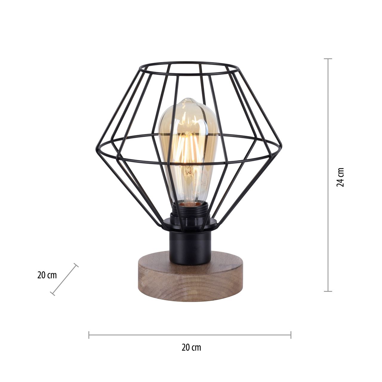 JUST LIGHT LeuchtenDirekt Tischleuchte KASKA, Holzdekor, 1xE27 max. 40 W, Innenleuchte, IP20