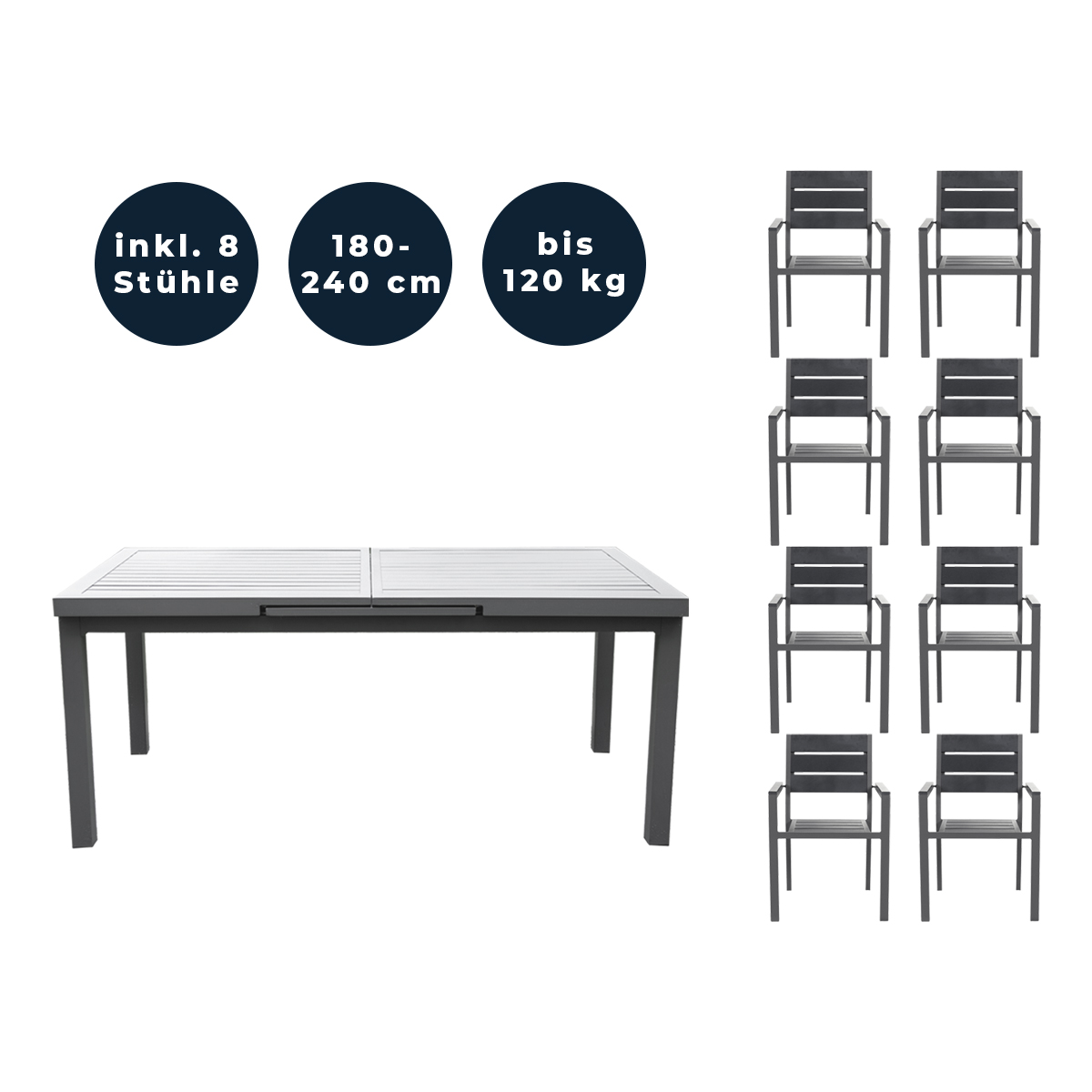 Home Deluxe Sitzgruppe CALIDO MADERA 8 Stühle
