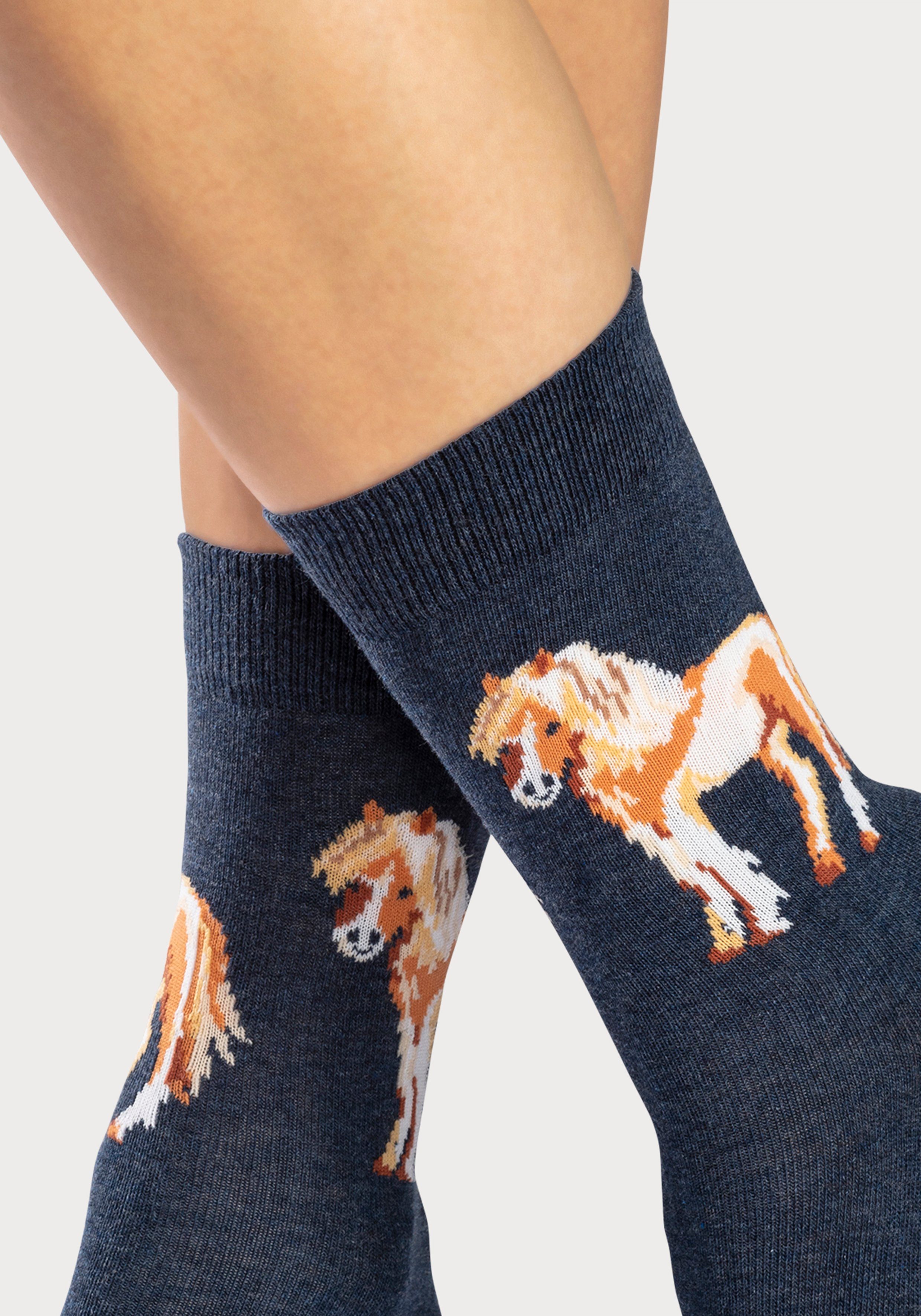 H.I.S Socken (5-Paar) Mit unterschiedlichen Pferdemotiven