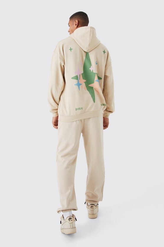 Oversize Trainingsanzug mit Stern-Print und Kapuze