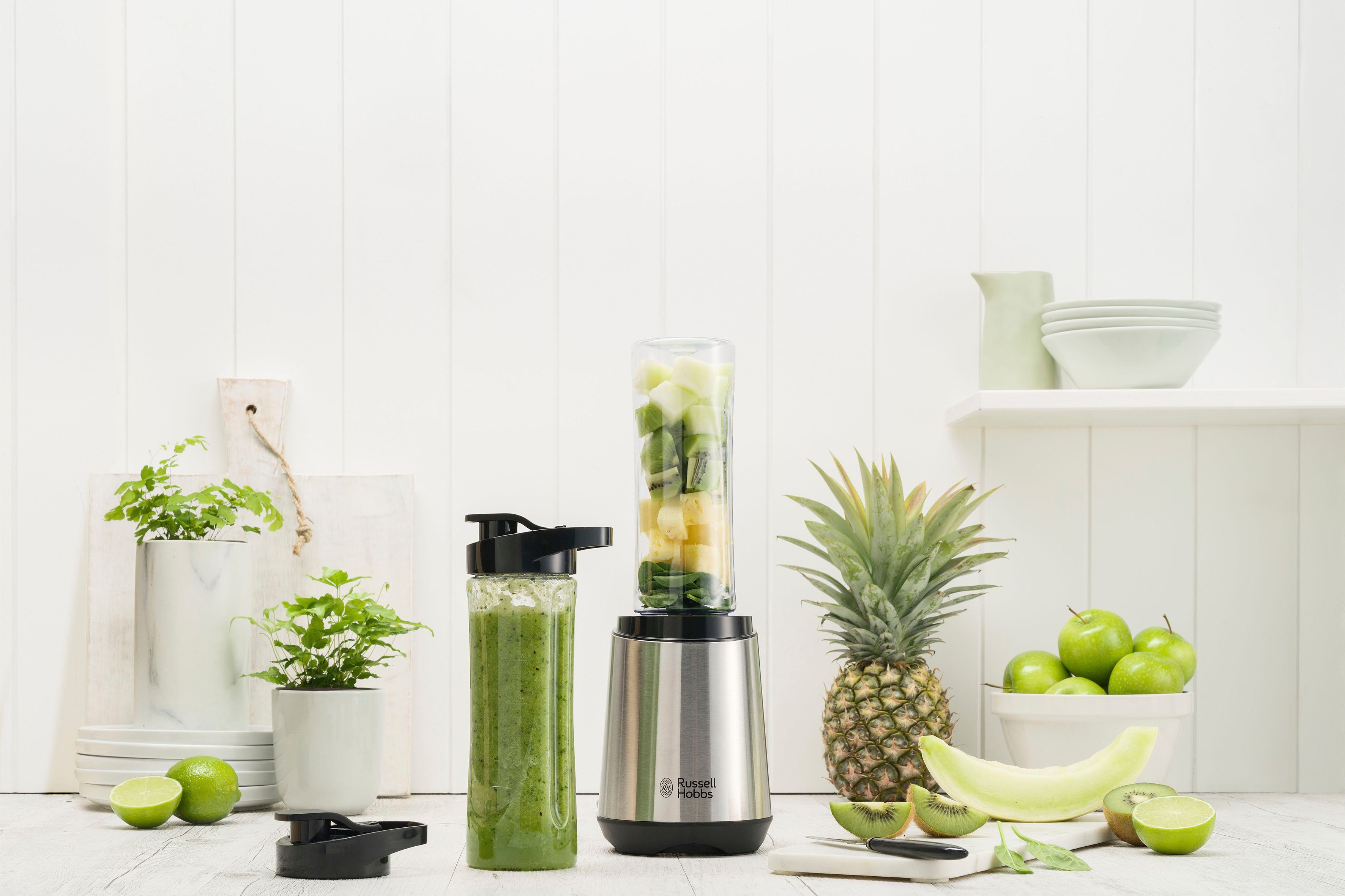 RUSSELL HOBBS Standmixer Mix & Go Steel 23470-56, 300 W, (Smoothie Maker) Edelstahl/schwarz, klein