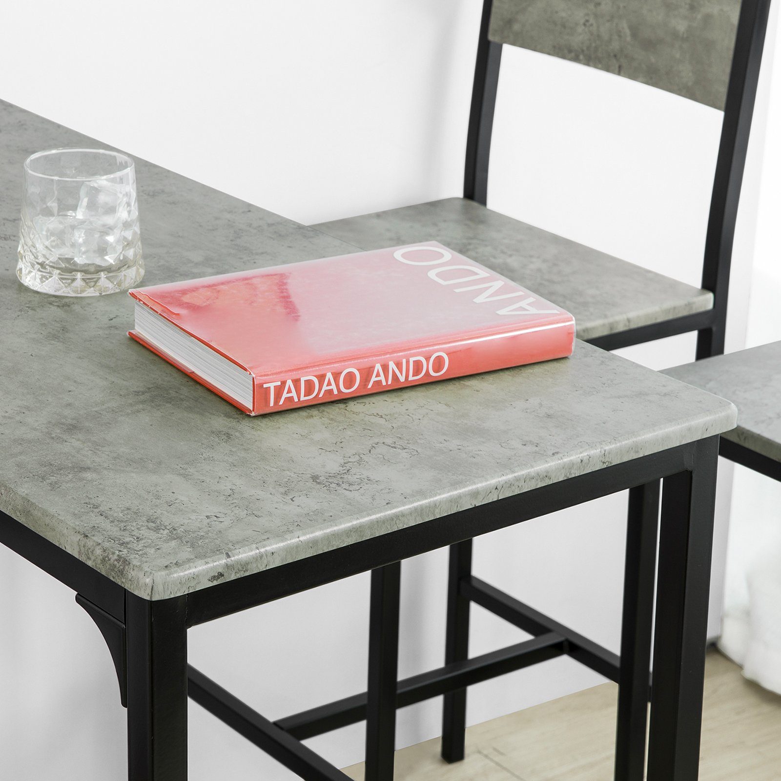 SoBuy Bartisch OGT14, Bartisch Set 5-teilig Sitzgruppe Esstisch Bistrotisch mit 4 Hockern