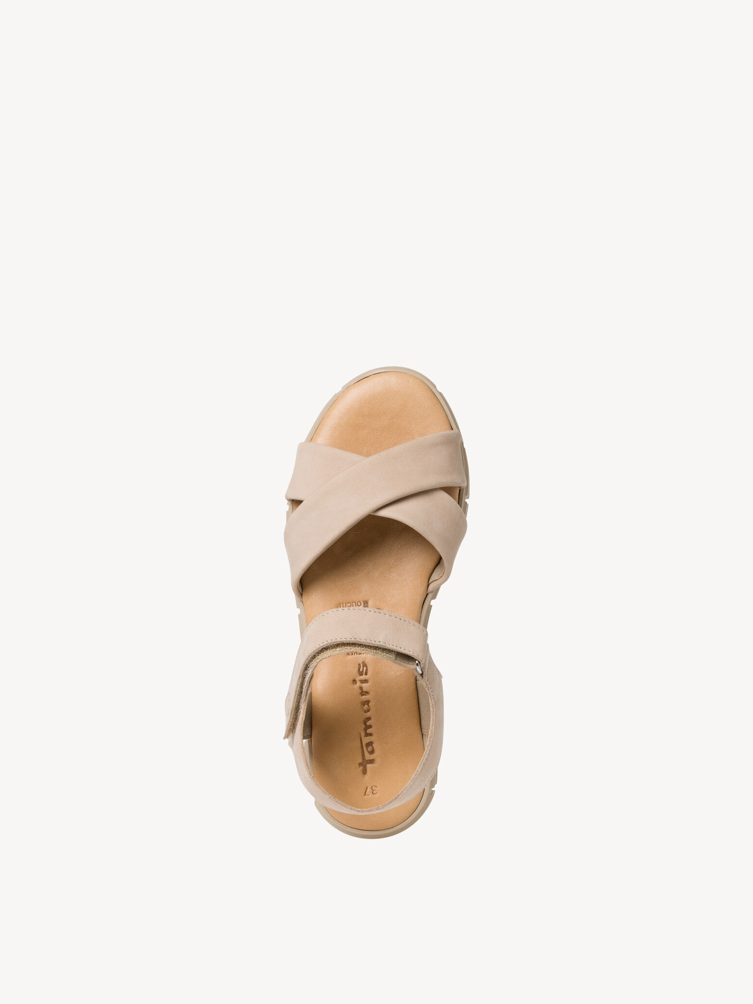 Sandale à talon en cuir - beige