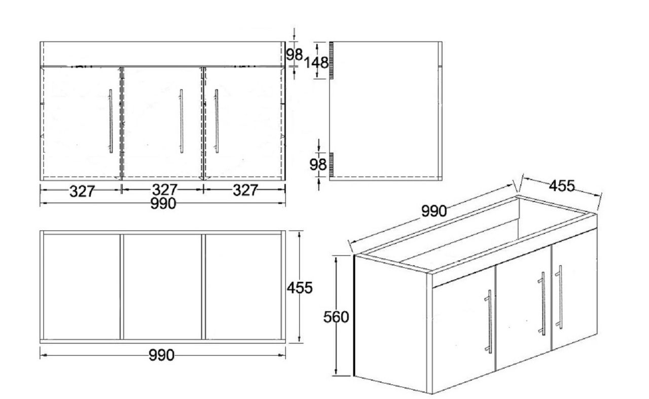 Posseik Badmöbel-Set Teramo 100 cm (3-teilig) eiche hell seidenglanz EEK: F