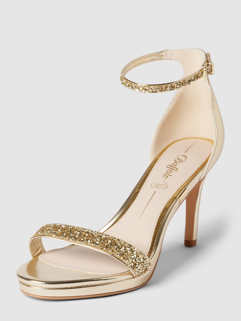 Sandaletten mit Ziersteinbesatz Modell 'MONROE' in gold