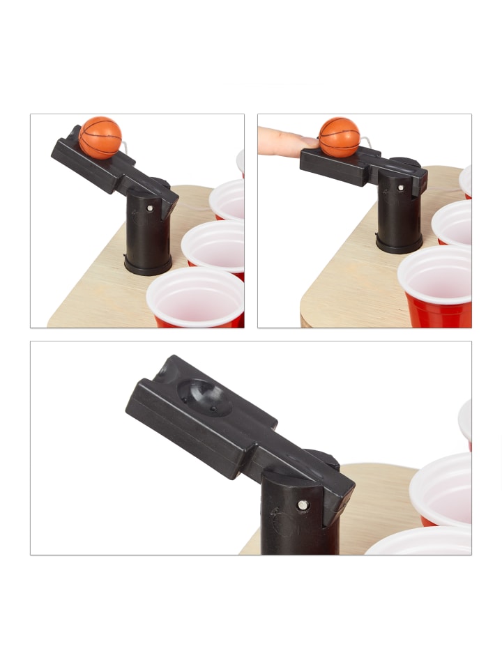 relaxdays Mini Beer Pong in Natur/Rot günstig kaufen onesize