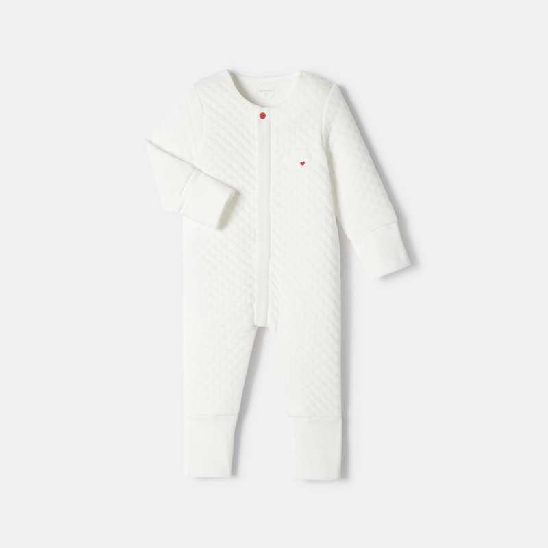 Pyjama pieds et mains amovibles en molleton reliefé 2 en 1 blanc naissance Absorba
