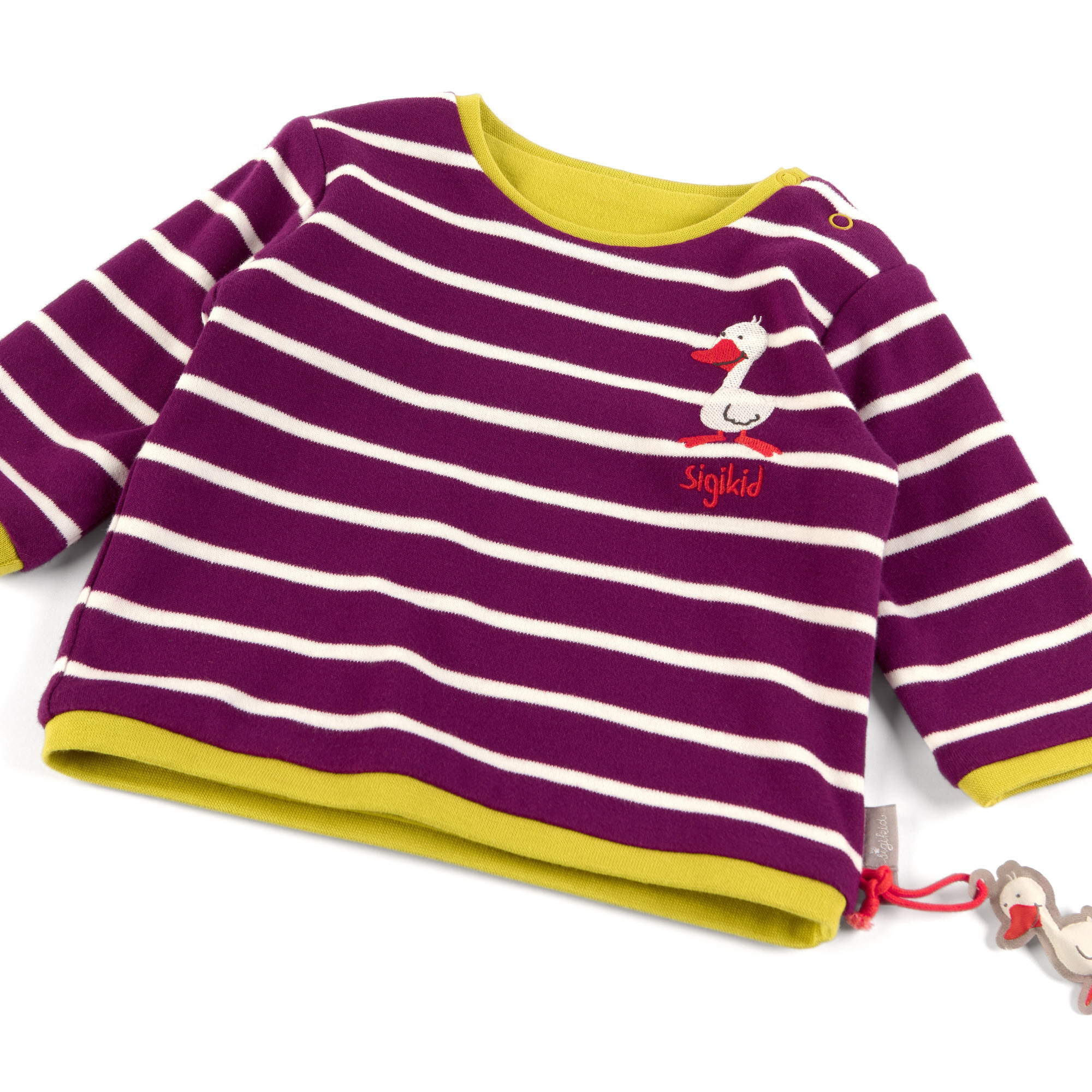 Baby Wendeshirt gelbgrün oder lila/weiß gestreift