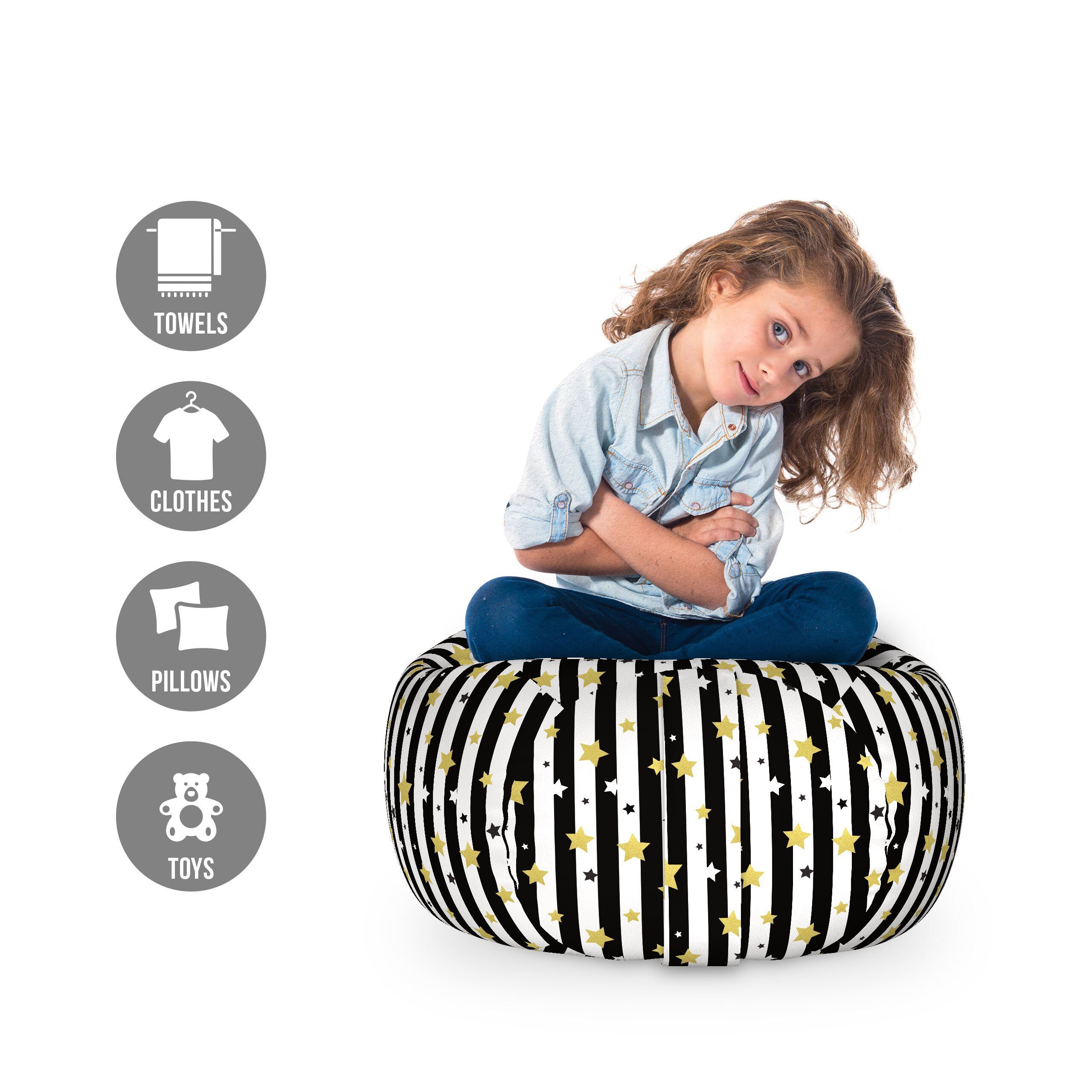 Abakuhaus Spielzeugtruhe Gefüllter Tier Organizer Waschbare Tasche für Kinder, Gestreift Vertikale Linien Sterne