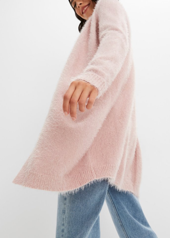 Longstrickjacke in Flauschoptik