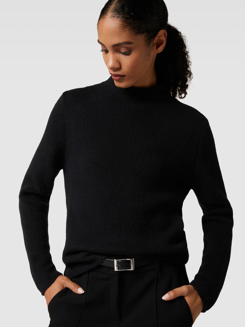 Strickpullover mit Stehkragen Modell 'Basic' in schwarz