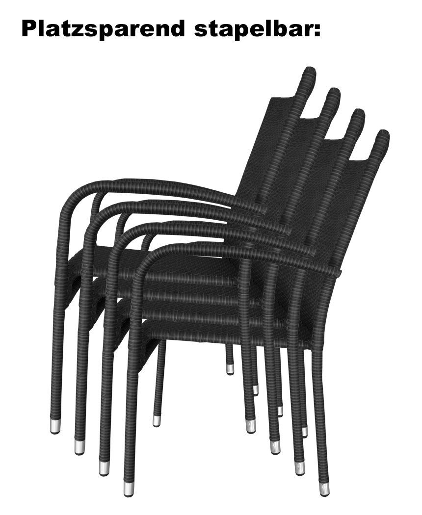 KMH Gartenstuhl 2er Set Stapelstuhl *Tajs* schwarz (106031)